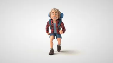 Sırt çantalı adam çalışıyor - 3D animasyon 