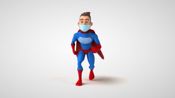 Animación Personaje Dibujos Animados Superhéroe Corriendo — Vídeo de stock