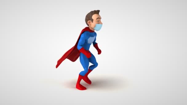 Animation Einer Comic Figur Superhelden Läuft — Stockvideo