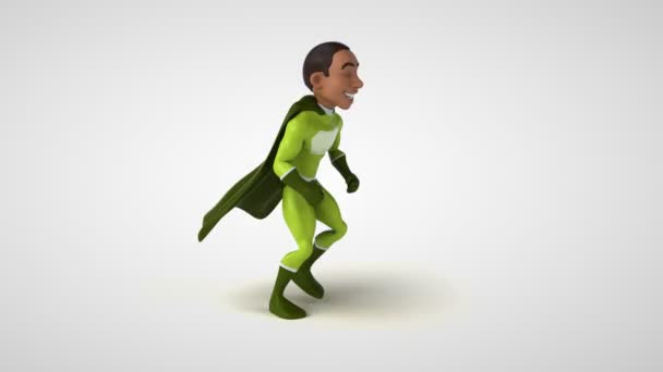 Animación Personaje Dibujos Animados Superhéroe Corriendo — Vídeos de Stock