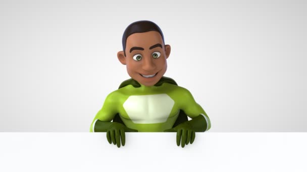 Kartviziti Olan Bir Süper Kahramanın Boyutlu Animasyonu — Stok video