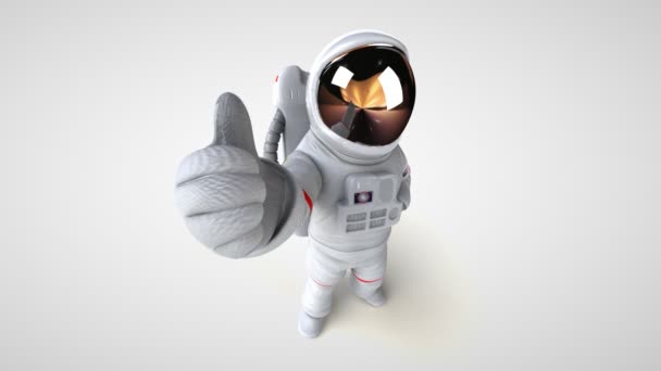 Lustige Astronautenfigur Mit Erhobenem Daumen Animation — Stockvideo