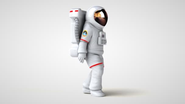 Leuke Astronaut Karakter Wandelen Animatie — Stockvideo