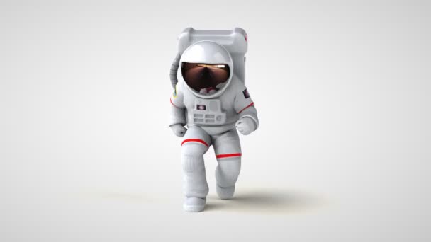 Fun Astronaut Postava Běží Animace — Stock video