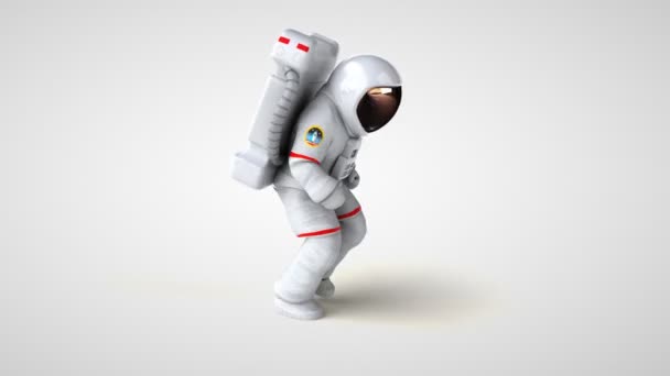 楽しい宇宙飛行士キャラクターランニング 3Dアニメーション — ストック動画
