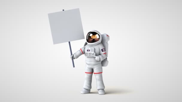 Personaje Astronauta Divertido Con Tarjeta Animación — Vídeo de stock