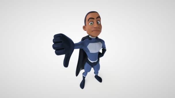 Animação Super Herói Personagem Desenho Animado Com Polegar Para Baixo — Vídeo de Stock