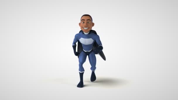 Animação Personagem Desenho Animado Super Herói Execução — Vídeo de Stock