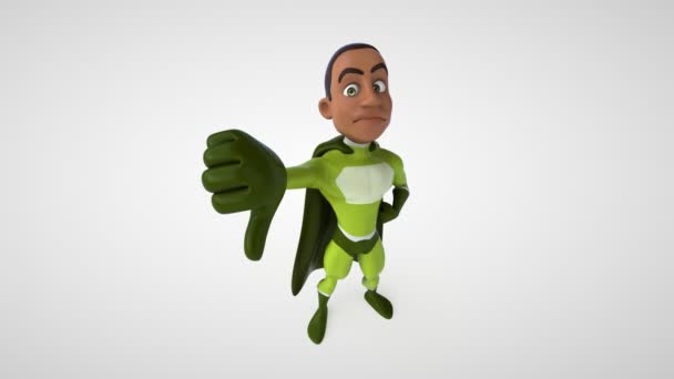 Animação Super Herói Personagem Desenho Animado Com Polegar Para Baixo — Vídeo de Stock