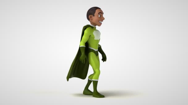 Animation Cartoon Character Superhero Walking — Stock Video
