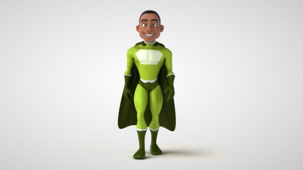 Animation Cartoon Character Superhero Walking — Stock Video