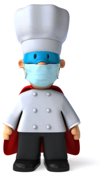 带面具厨师的3D图像 — 图库照片