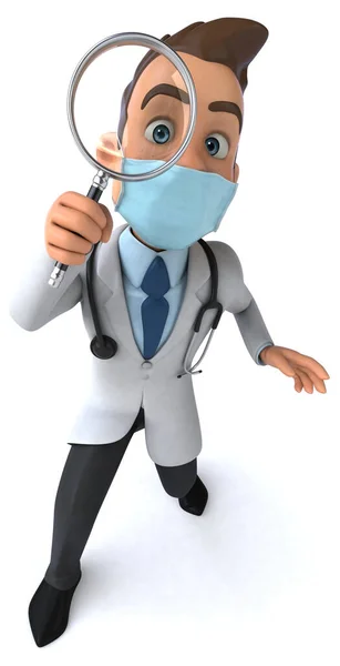 仮面をつけた漫画のキャラクタードクターの3Dイラスト — ストック写真