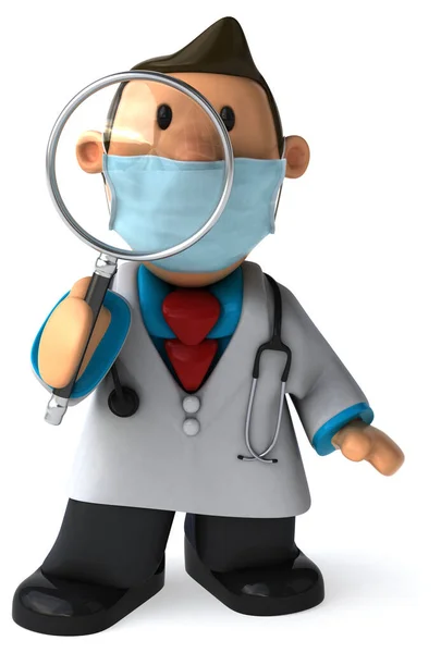 Maskeli Bir Doktor Çizgi Film Karakterinin Boyutlu Görüntüsü — Stok fotoğraf