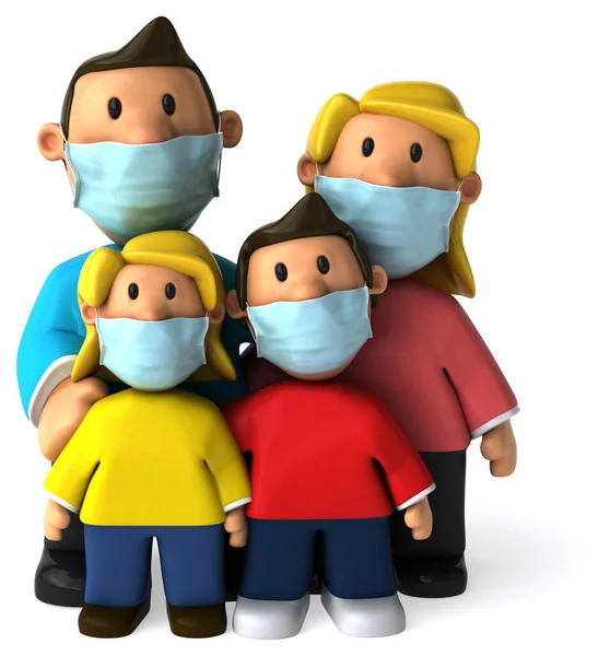 Illustration Family Masks — Stock Photo, Image