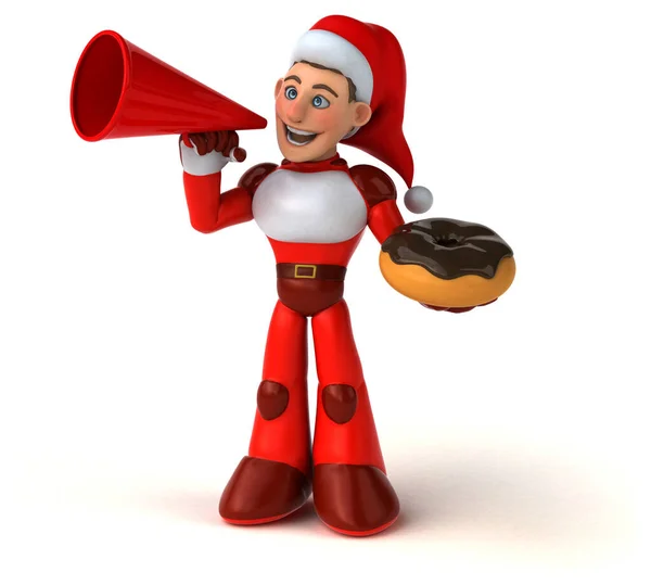 Leuke Super Santa Claus Met Donut — Stockfoto