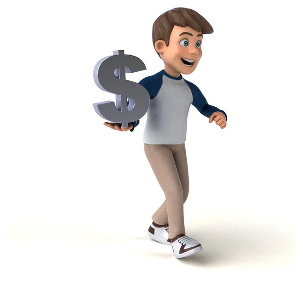 Zeichentrickfigur Spaß Teenager Mit Dollar — Stockfoto