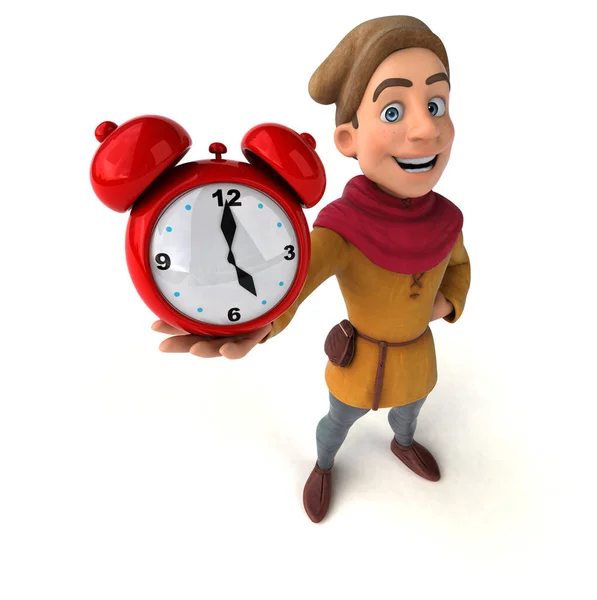 Ilustración Personaje Histórico Medieval Con Reloj — Foto de Stock