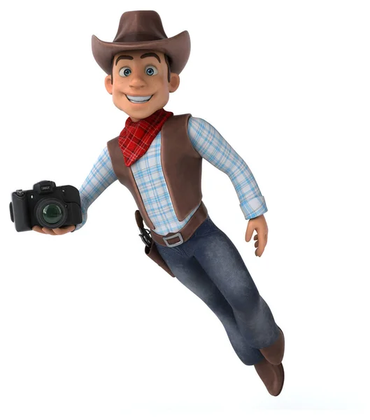 Fun Cowboy Mit Kamera Illustration — Stockfoto