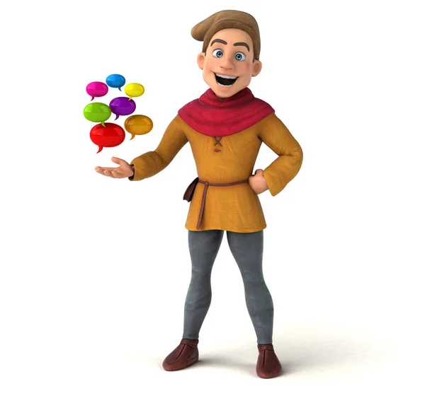 3D Illustration of a medieval historical character with bubbles