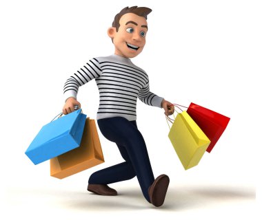 Eğlenceli 3D karikatür günlük karakter alışverişi - 3D İllüstrasyon