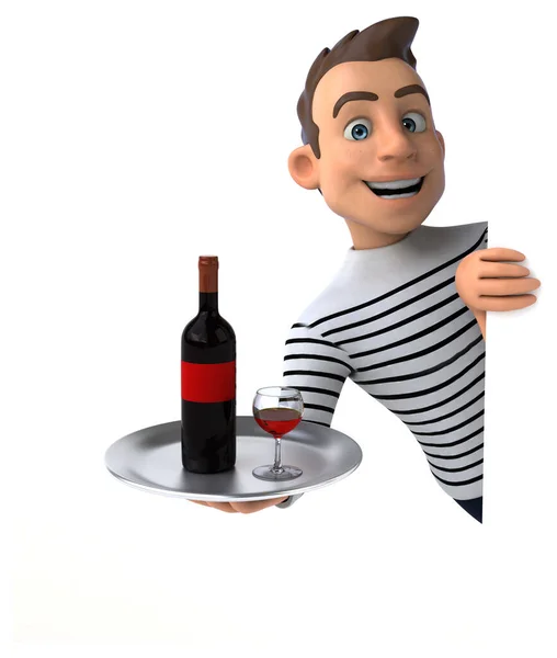 와인을 곁들인 재미있는 캐릭터 — 스톡 사진