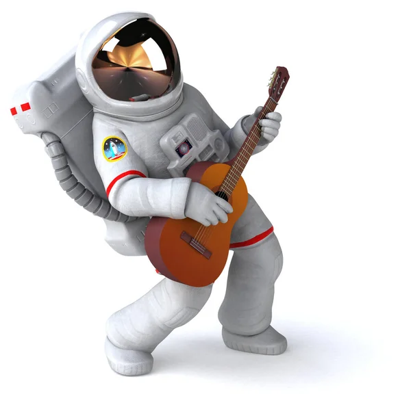 ギターで楽しむ宇宙飛行士 3Dイラスト — ストック写真