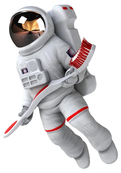 Веселый Астронавт Зубной Щеткой — стоковое фото