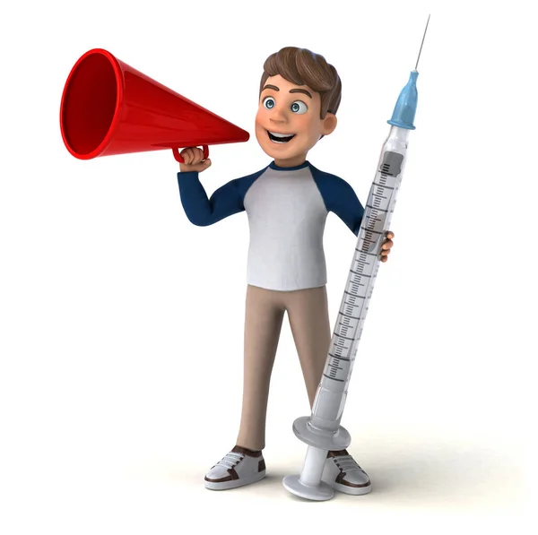 Cartoon Character Fun Teenager Syringe — Stock Photo, Image