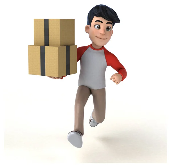 Fun Asian Teenager Manga Style Boxes — Stock Photo, Image