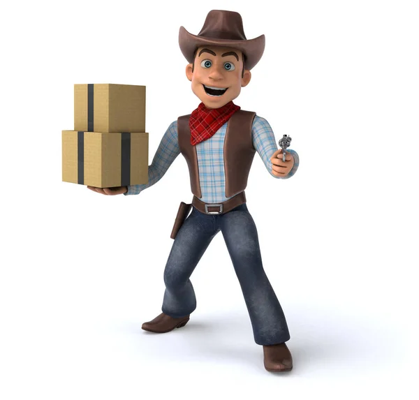 Fun Cowboy Mit Schachteln — Stockfoto