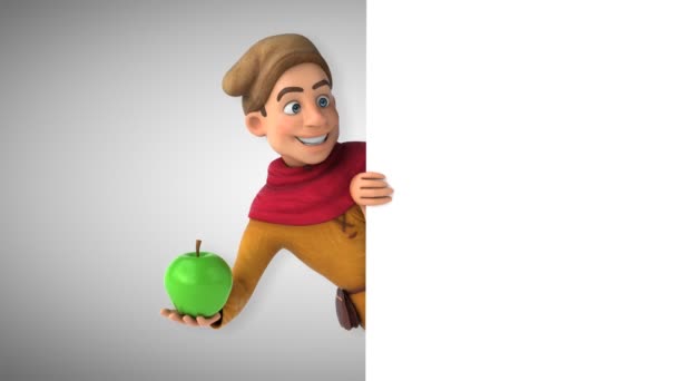 リンゴと中世の歴史上のキャラクターの3Dアニメーション — ストック動画
