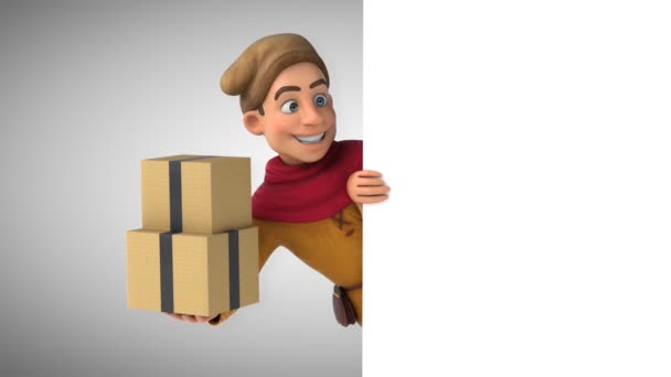 Animación Personaje Histórico Medieval Con Cajas — Vídeos de Stock