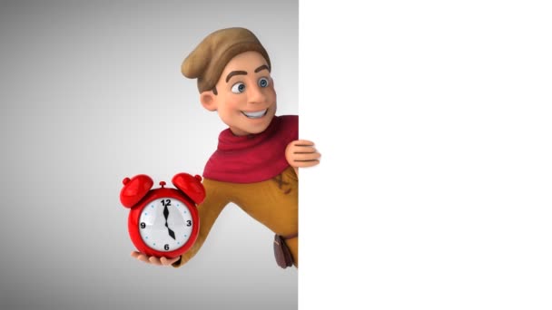 Animación Personaje Histórico Medieval Con Reloj — Vídeo de stock