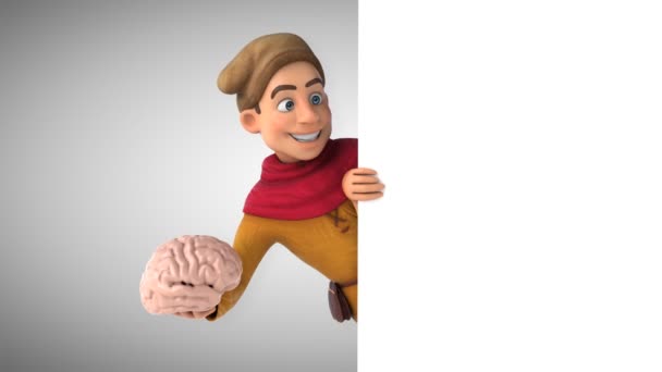 脳を持つ中世の歴史上のキャラクターの3Dアニメーション — ストック動画