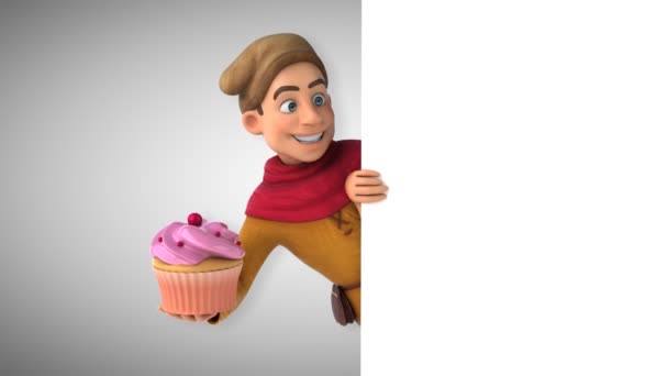 Animation Einer Mittelalterlichen Historischen Figur Mit Kuchen — Stockvideo