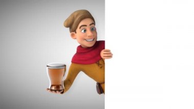 Ortaçağ tarihsel karakterinin biralı 3D animasyonu 