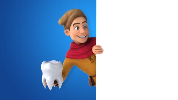 Animation Medieval Historical Character Tooth — Stock Video