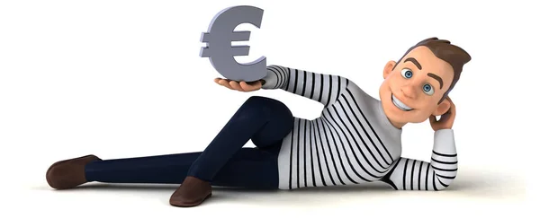 Personagem Casual Divertido Desenho Animado Com Euro — Fotografia de Stock