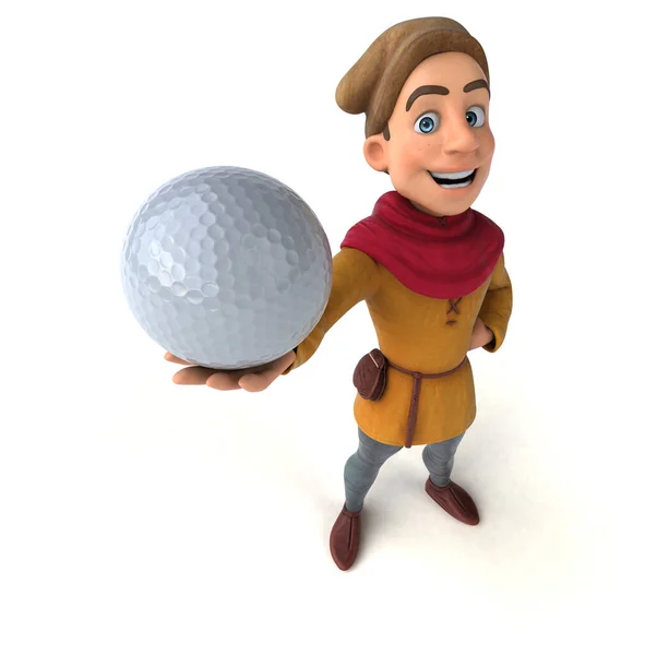 3Dボールと中世の歴史的人物のイラスト — ストック写真