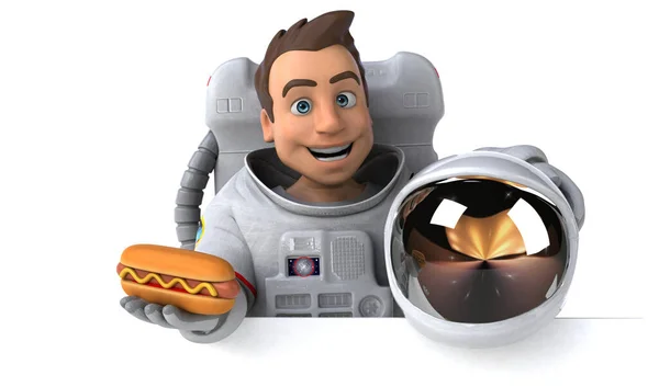 Spaß Astronaut Mit Hotdog — Stockfoto