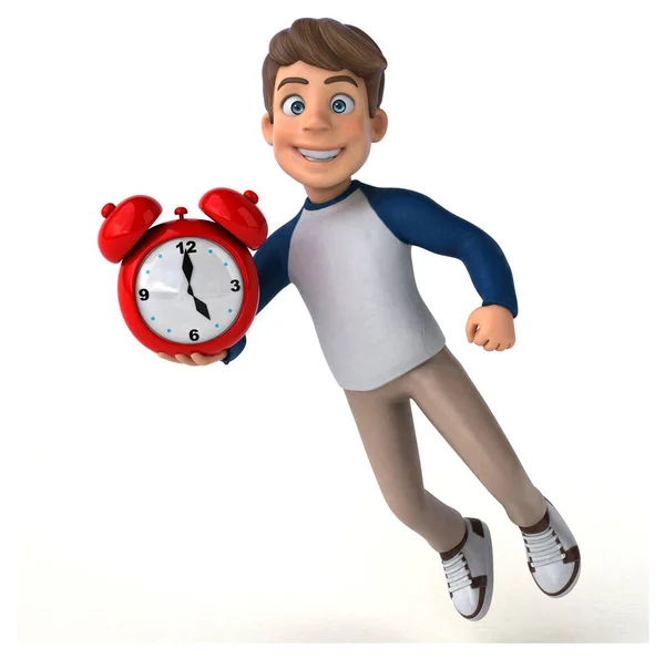 Zeichentrickfigur Spaßiger Teenager Mit Uhr Illustration — Stockfoto