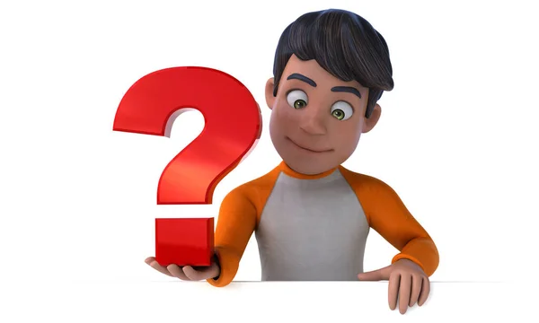 Fun Cartoon Asian Teenager Question — Stock Photo, Image