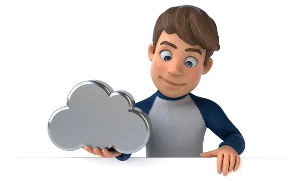 Tekenfilm Karakter Leuk Tiener Met Cloud — Stockfoto