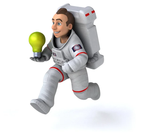 Astronauta Divertido Com Lâmpada Ilustração — Fotografia de Stock