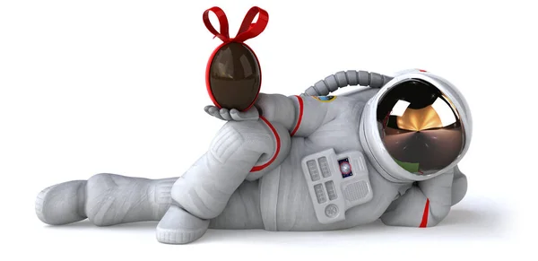 带着蛋的有趣宇航员 — 图库照片