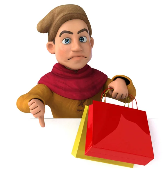 Illustration Medeltida Historisk Karaktär Shopping Illustration — Stockfoto