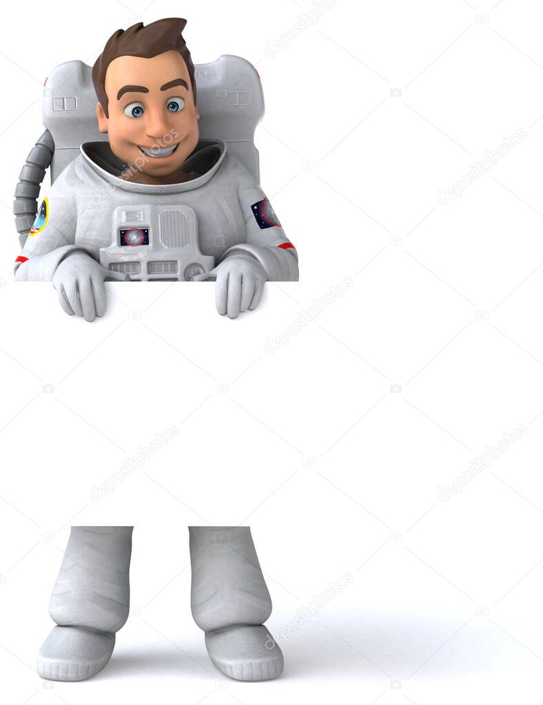 Fun astronaut   cartoon character  - 3D Illustration