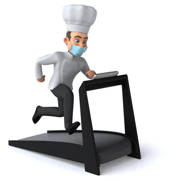 Divertido Personaje Chef Dibujos Animados Con Una Máscara Corriendo —  Fotos de Stock