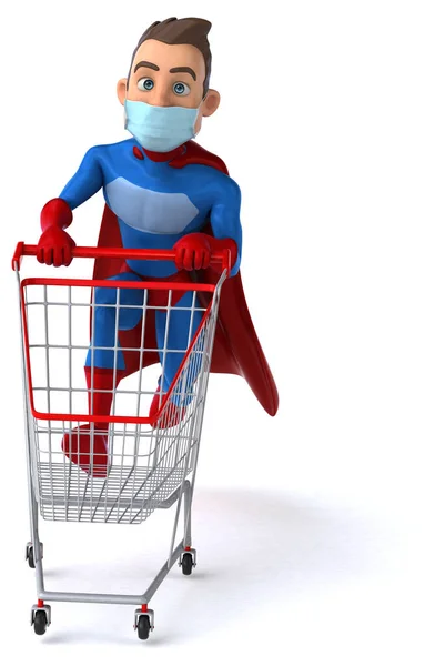 Divertente Personaggio Supereroe Dei Cartoni Animati Con Una Maschera Con — Foto Stock